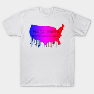 Magagenta - Uniting America Again! Wording on Map T-Shirt